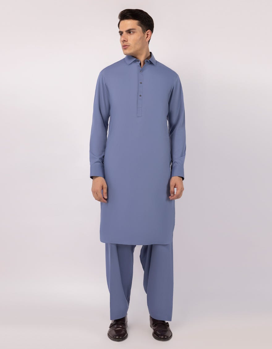LIGHT BLUE PLAIN KAMEEZ SHALWAR