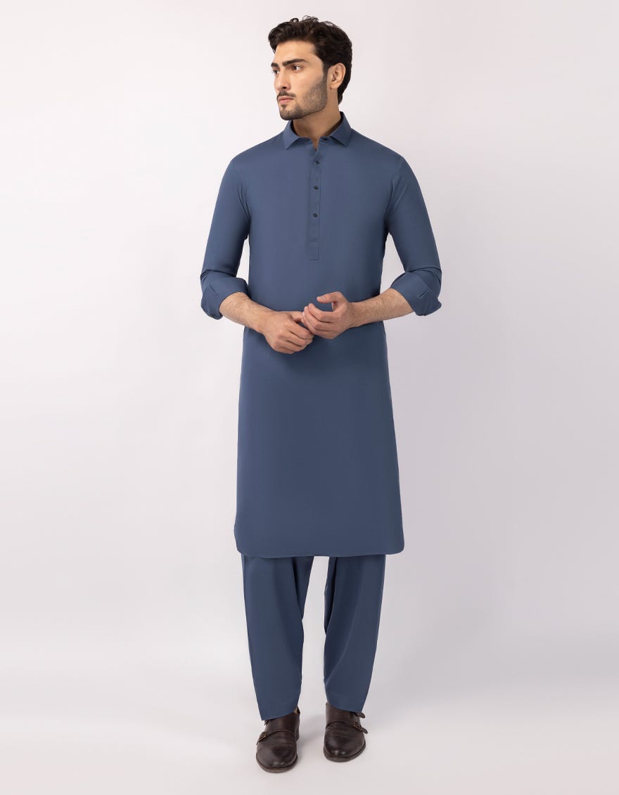 BLUE PLAIN KAMEEZ SHALWAR