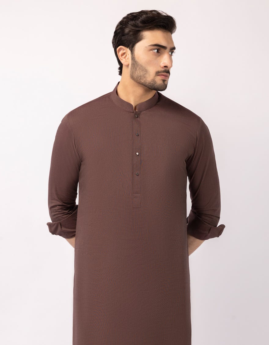 BROWN COTTON CASUAL KAMEEZ SHALWAR