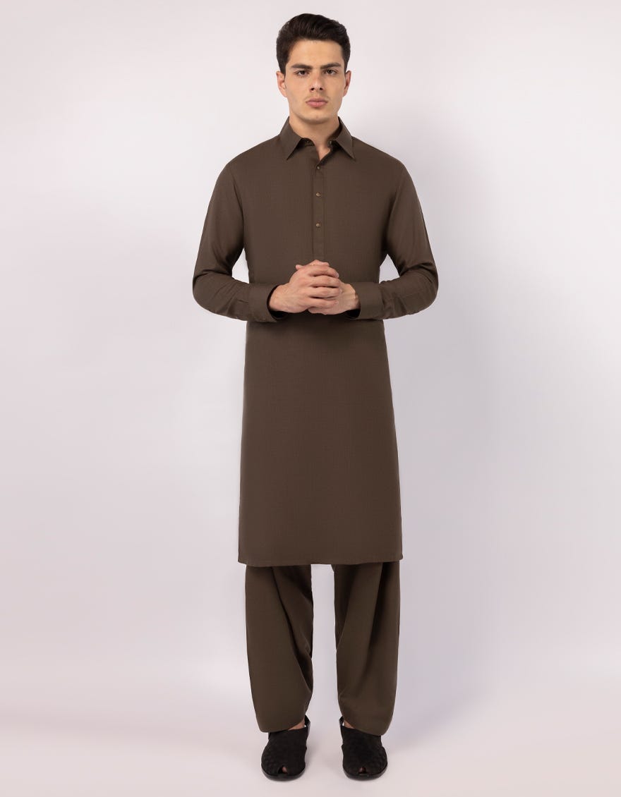 BROWN PLAIN KAMEEZ SHALWAR