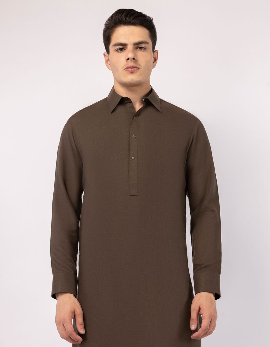 BROWN PLAIN KAMEEZ SHALWAR