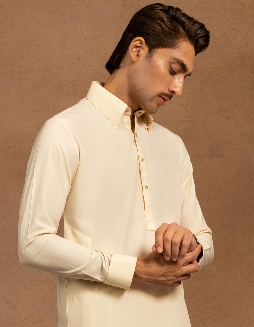 CREAM BLENDED KAMEEZ SHALWAR