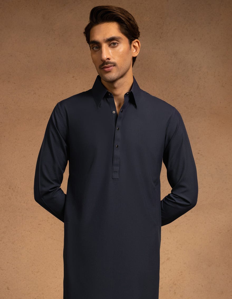 NAVY BLUE BLENDED KAMEEZ SHALWAR