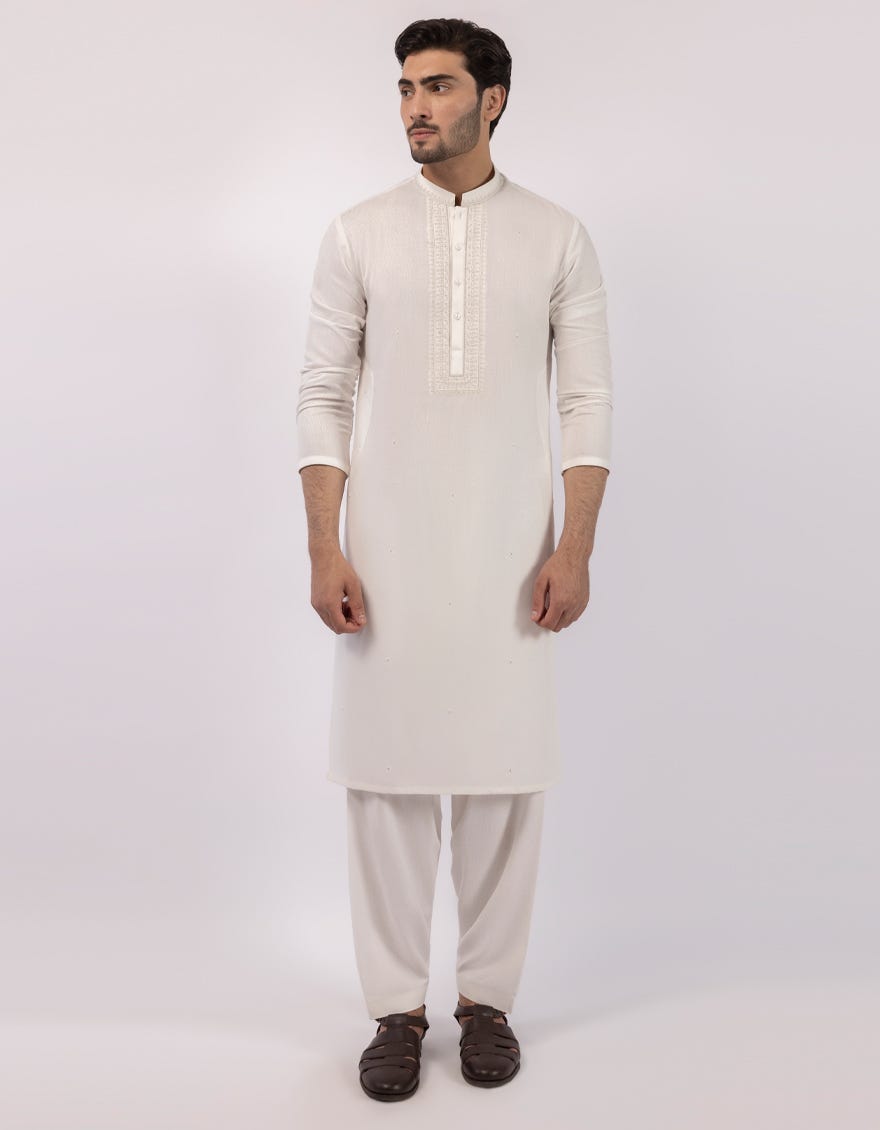 OFF WHITE FORMAL KAMEEZ SHALWAR