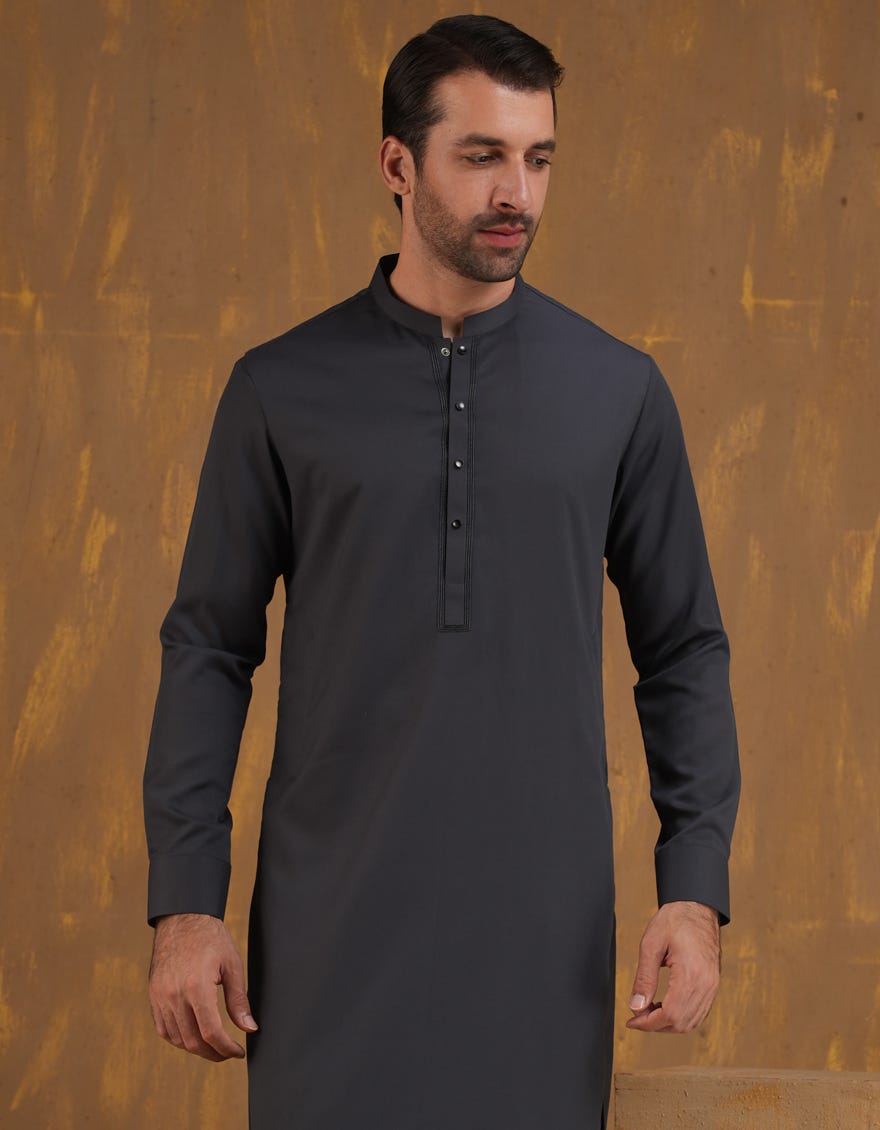 DARK GREY BLENDED KAMEEZ SHALWAR | JJKS-A-90499