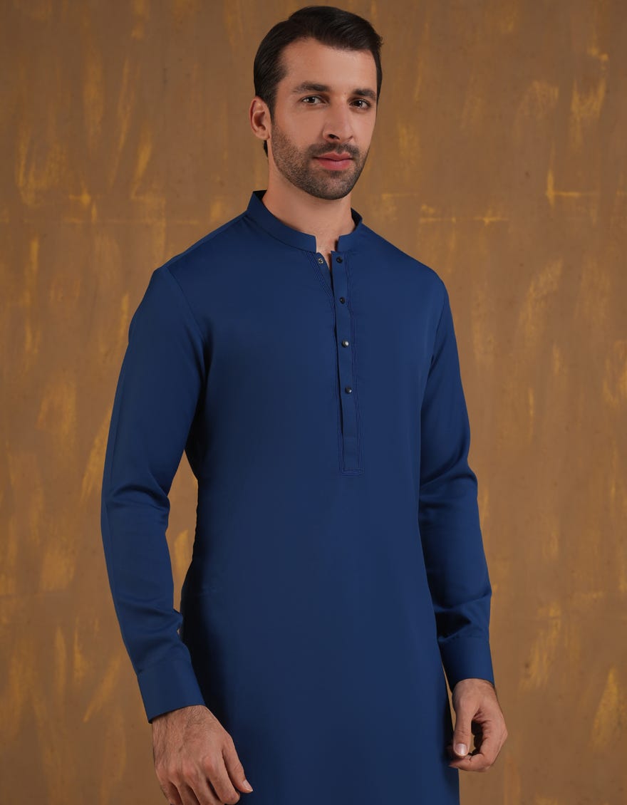 ELECTRIC BLUE BLENDED KAMEEZ SHALWAR | JJKS-A-90501