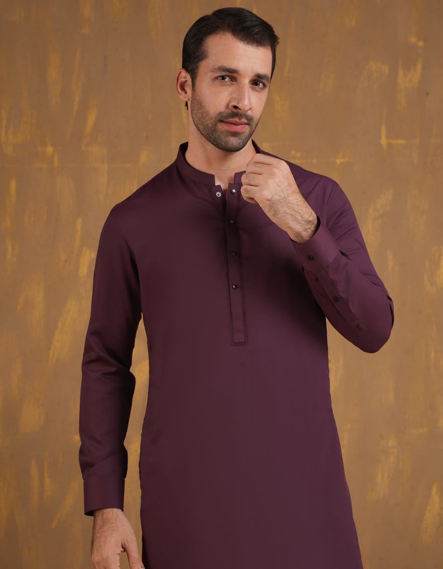 MAROON BLENDED KAMEEZ SHALWAR | JJKS-A-90502