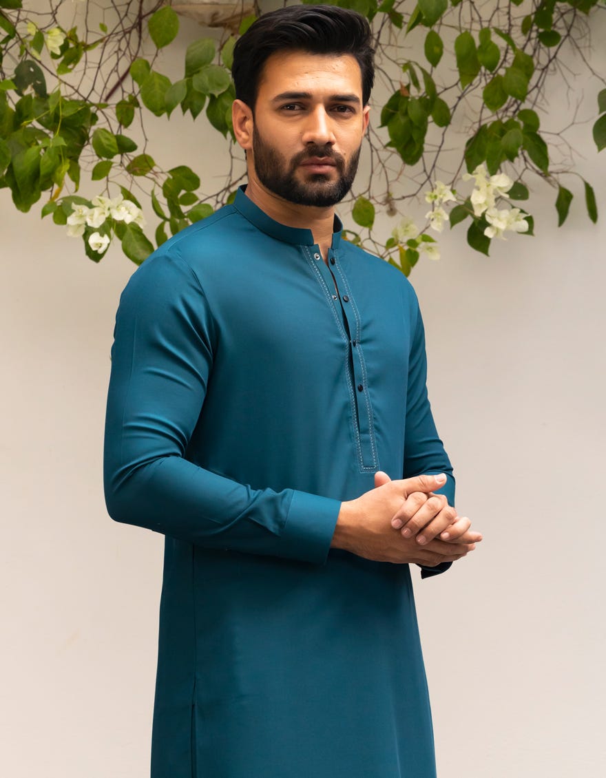 GREEN BLENDED KAMEEZ SHALWAR | JJKS-A-90508
