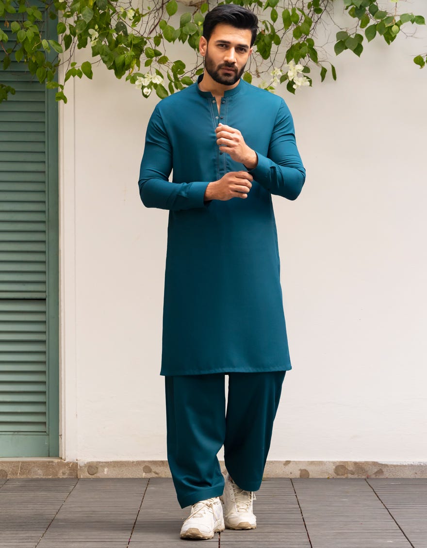 GREEN BLENDED KAMEEZ SHALWAR | JJKS-A-90508