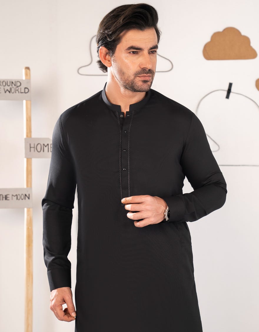 BLACK BLENDED SEMI-FORMAL KAMEEZ SHALWAR
