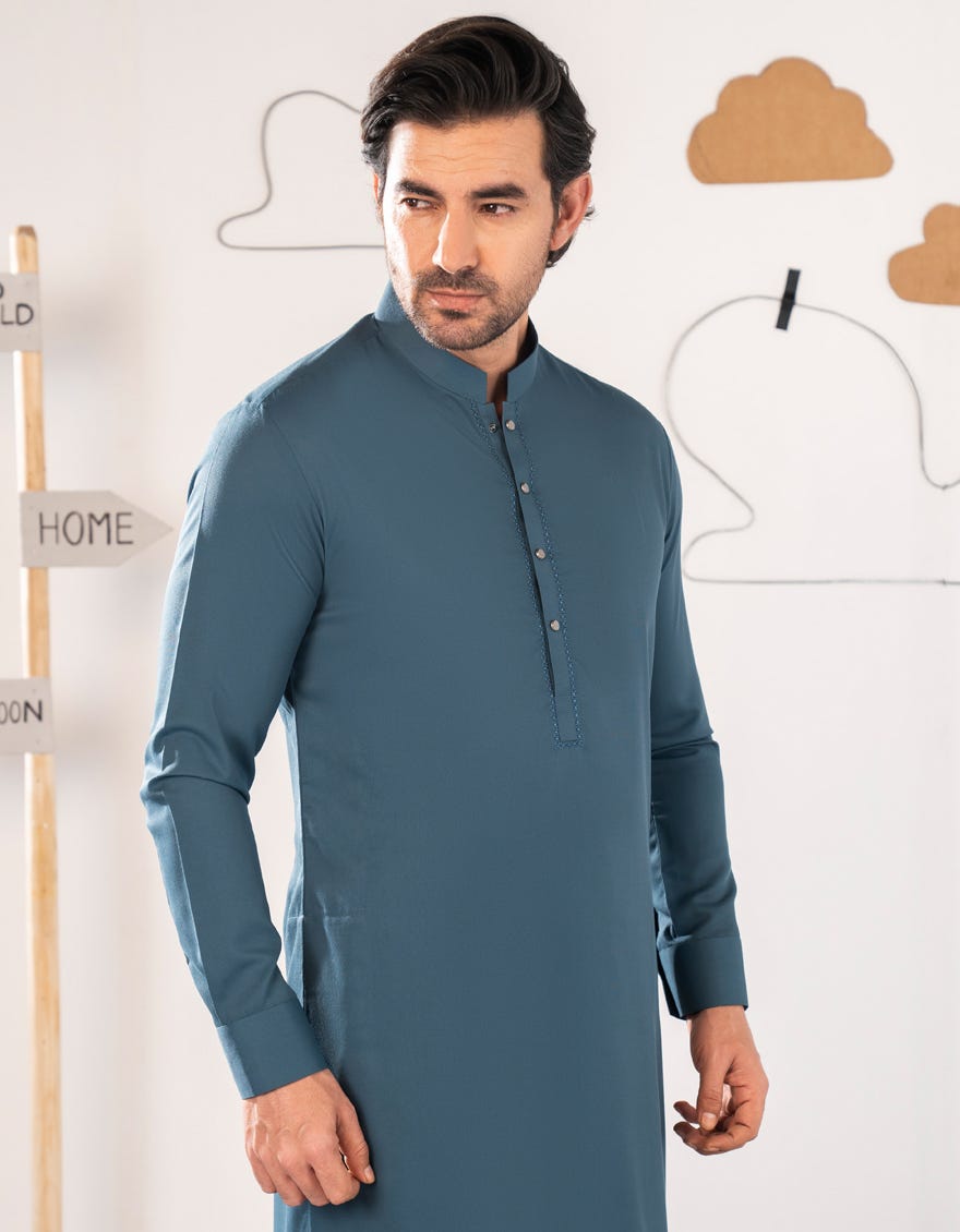 TEAL BLENDED SEMI-FORMAL KAMEEZ SHALWAR