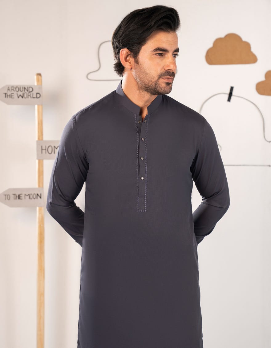 GREY BLENDED SEMI-FORMAL KAMEEZ SHALWAR
