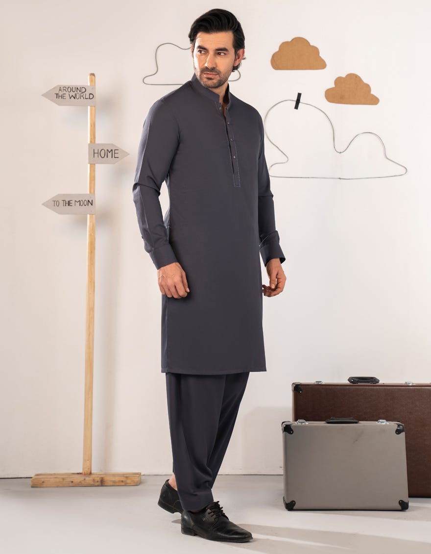 GREY BLENDED SEMI-FORMAL KAMEEZ SHALWAR