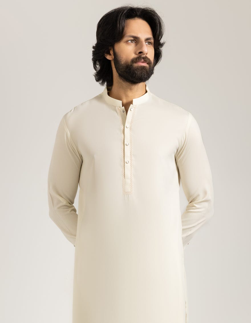 CREAM BLENDED SEMI-FORMAL KAMEEZ SHALWAR