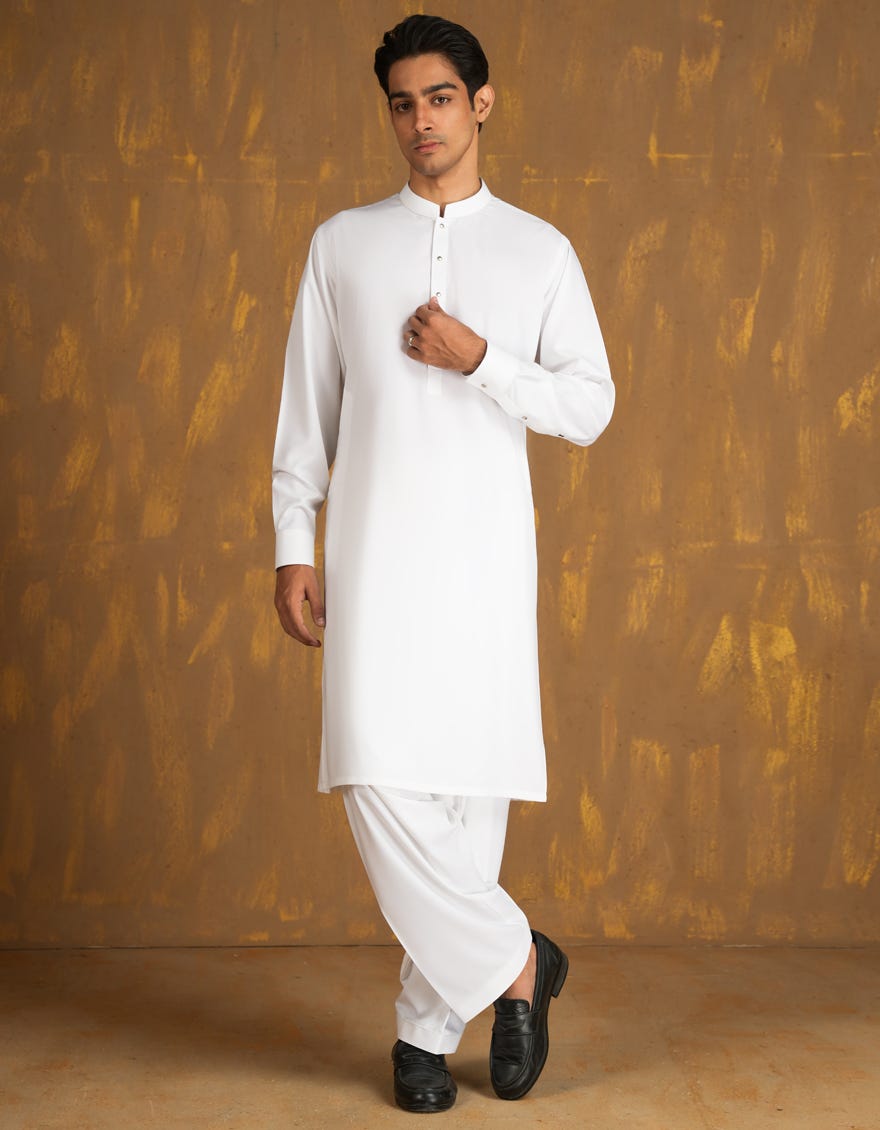 WHITE SIGNATURE KAMEEZ SHALWAR | JJKS-A-80005