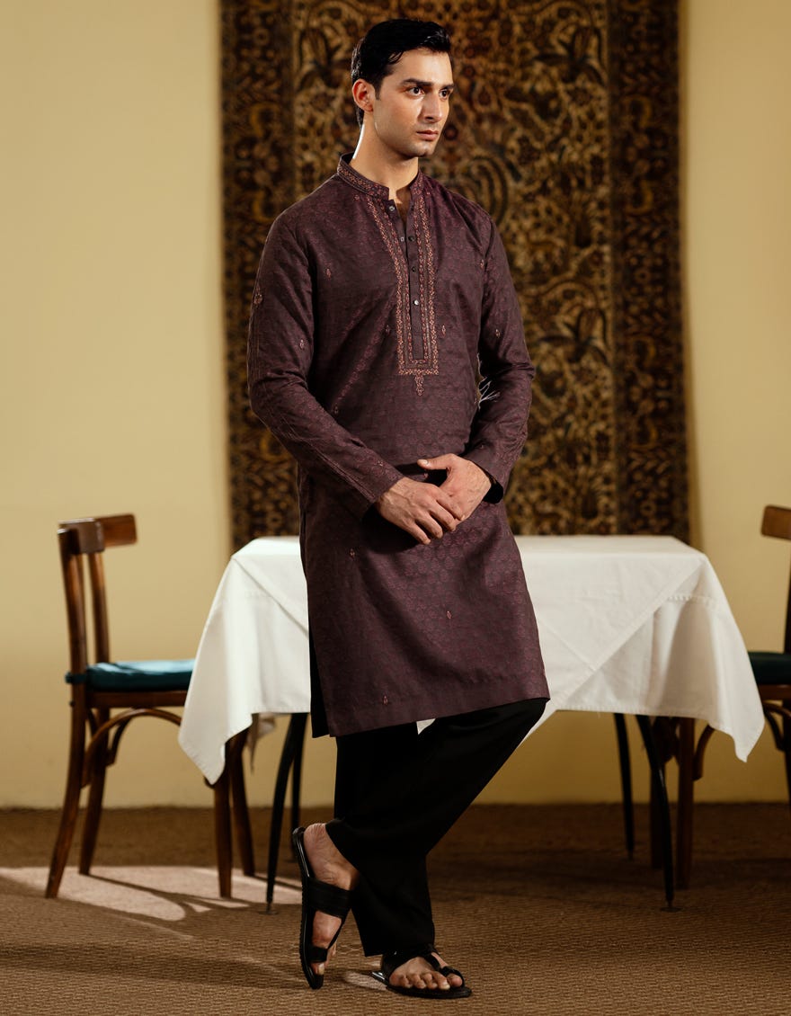maroon-jacquard-special-kurta-jjkspa48233