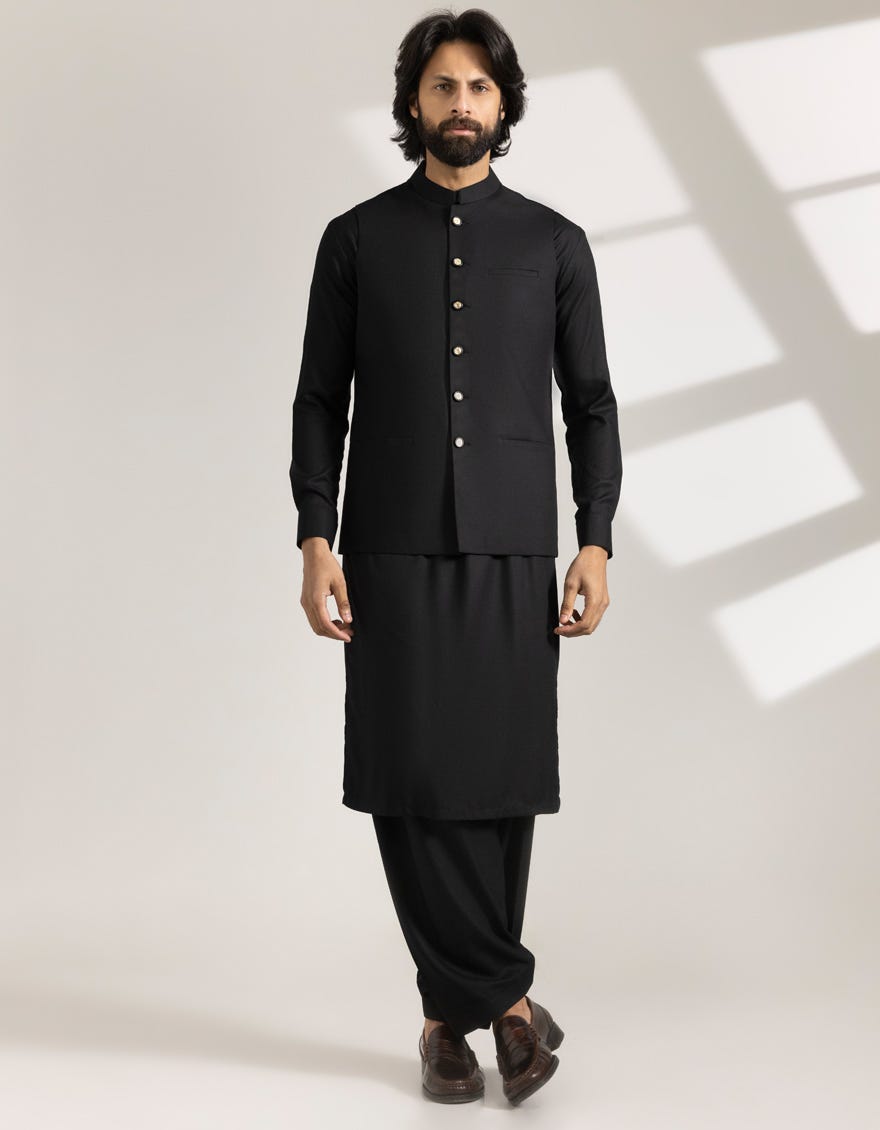black-blended-casual-kameez-shalwar-waistcoat-jjksvca47521