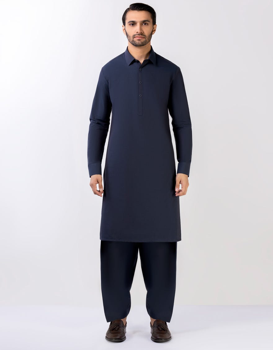 Blue Blended Unstitched Kameez Shalwar Fabric | Jjms-2337