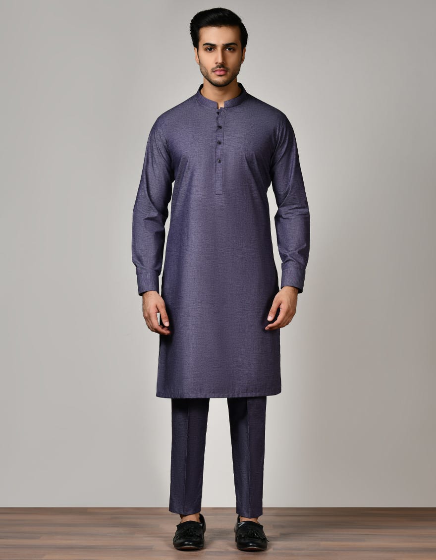 Violet Blended Unstitched Kameez Shalwar Fabric - Jjms-2536