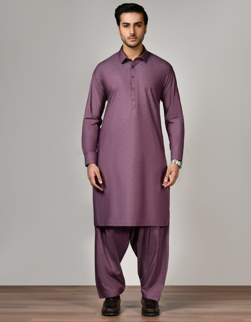 Plum Blended Unstitched Kameez Shalwar Fabric | Jjms-2537