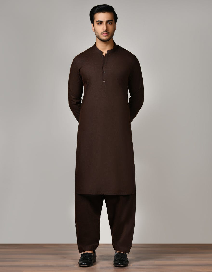 Rust Blended Unstitched Kameez Shalwar Fabric | Jjms-2540