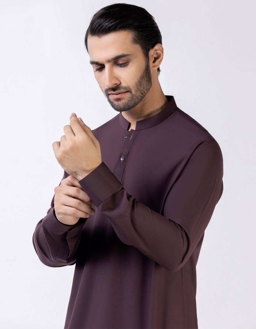 Plum Blended Unstitched Kameez Shalwar Fabric | Jjms-2614