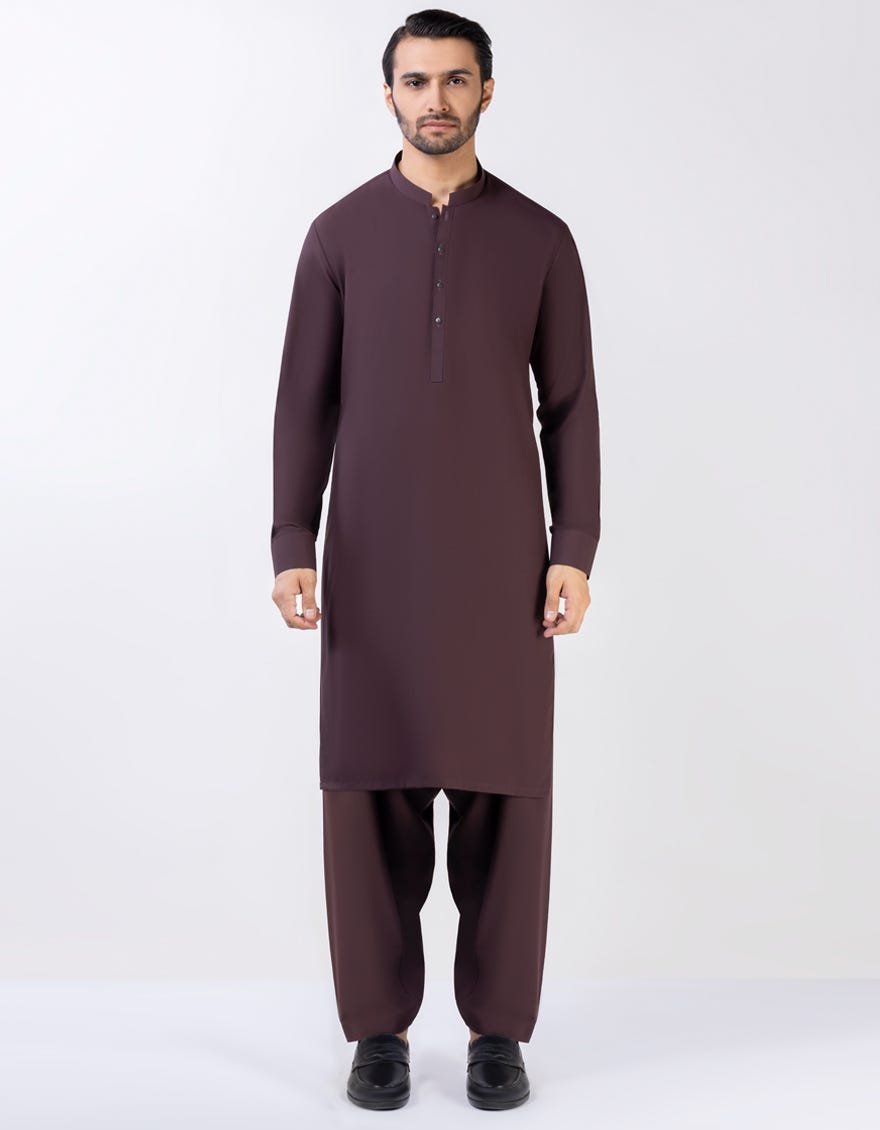 Plum Blended Unstitched Kameez Shalwar Fabric | Jjms-2614