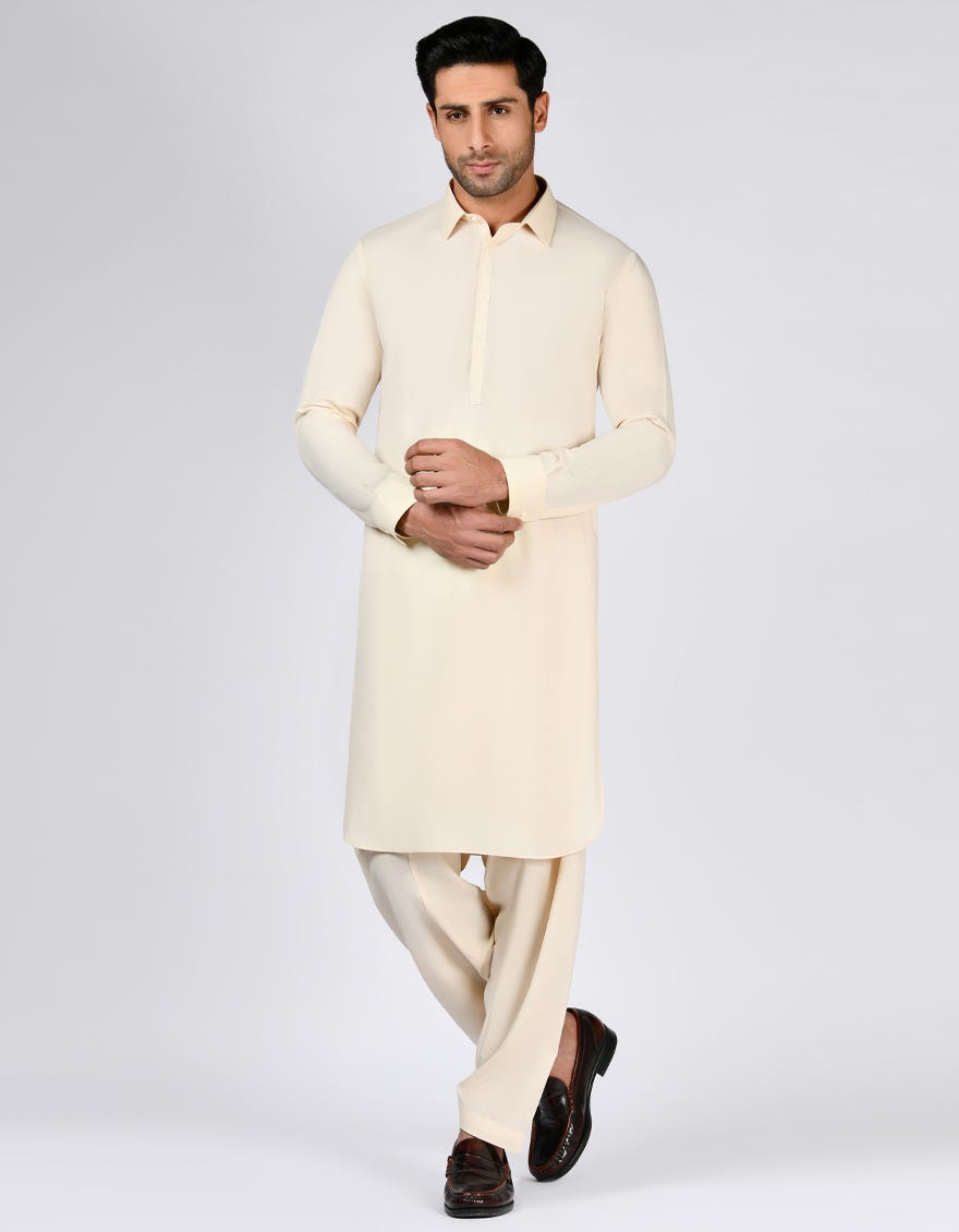 Fawn Blended Unstitched Kameez Shalwar Fabric - Jjms-2650