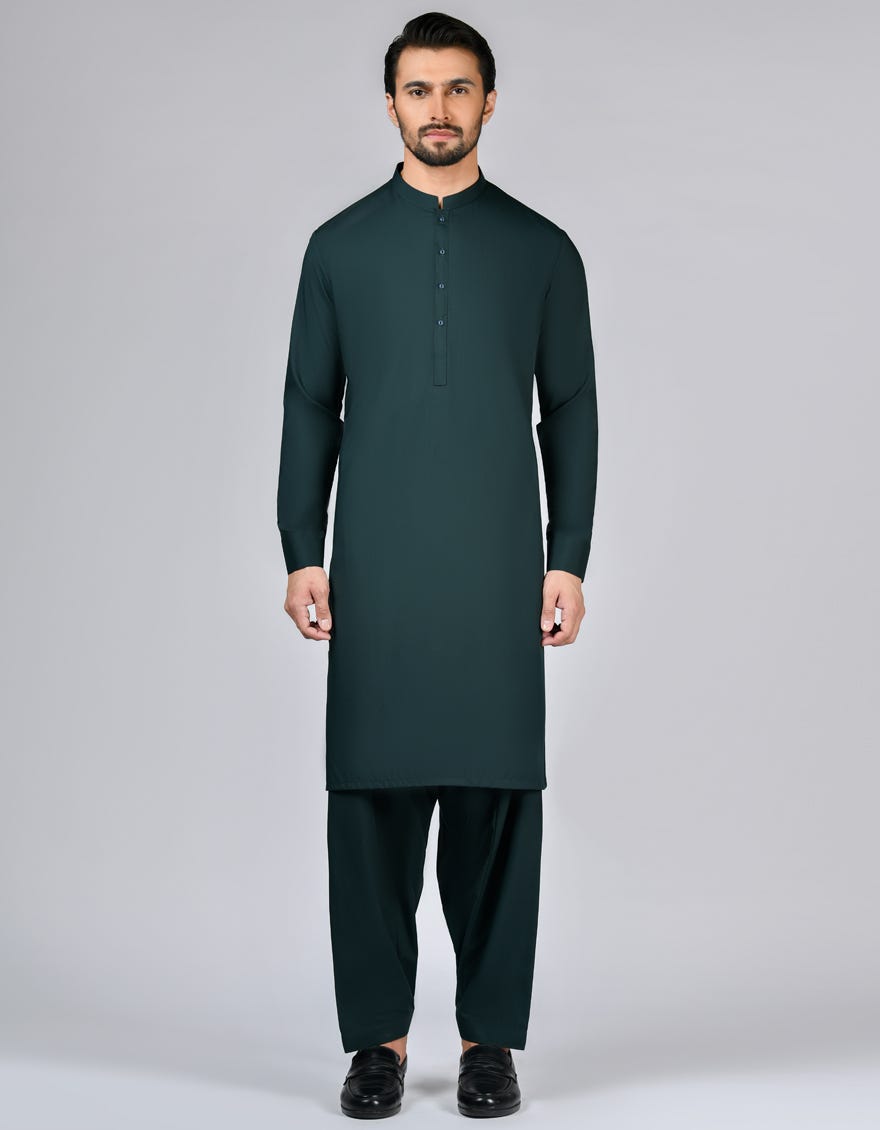 Green Unstitched Kameez Shalwar Fabric | Jjms-2700
