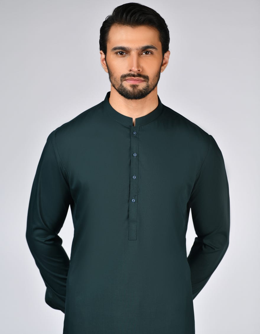 Green Unstitched Kameez Shalwar Fabric | Jjms-2700