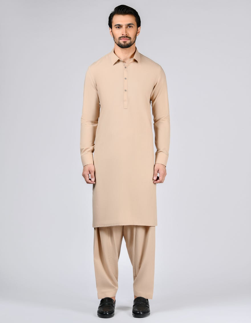 Fawn Blended Unstitched Kameez Shalwar Fabric | Jjms-2703