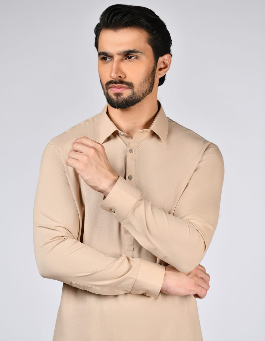 Fawn Blended Unstitched Kameez Shalwar Fabric | Jjms-2703