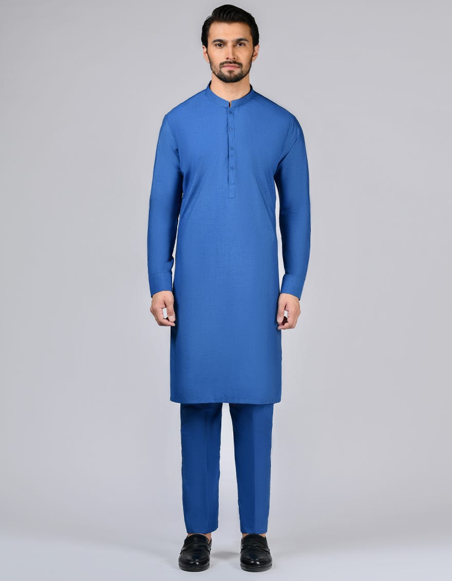 Royal Blue Blended Unstitched Kameez Shalwar Fabric | Jjms-2704