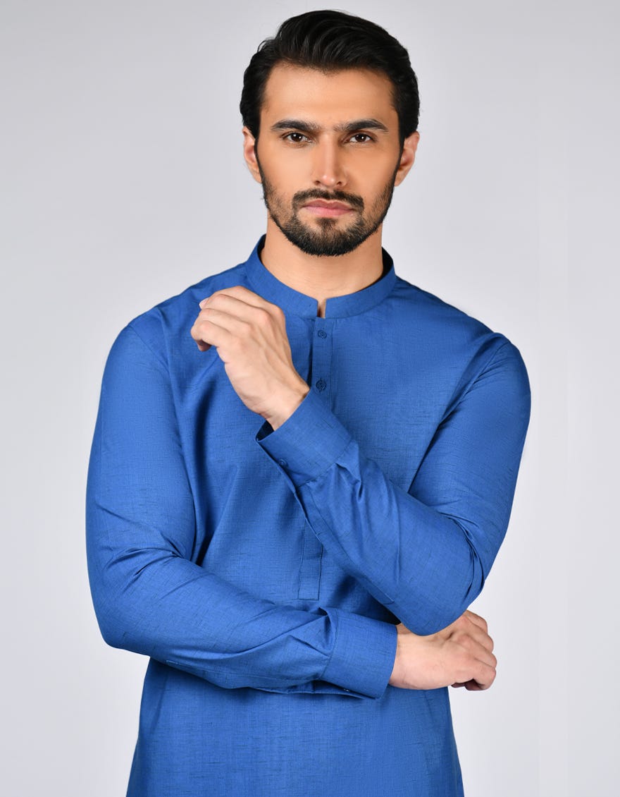 Royal Blue Blended Unstitched Kameez Shalwar Fabric | Jjms-2704