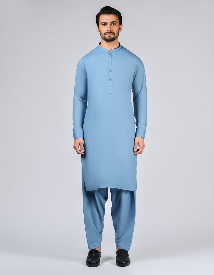 Sky Blue Blended Unstitched Kameez Shalwar Fabric | Jjms-2708