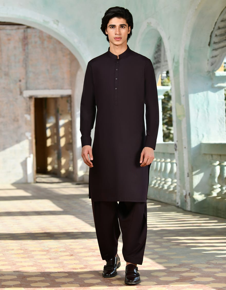 MAHOGANY BLENDED UNSTITCHED KAMEEZ SHALWAR FABRIC | JJMS-2713