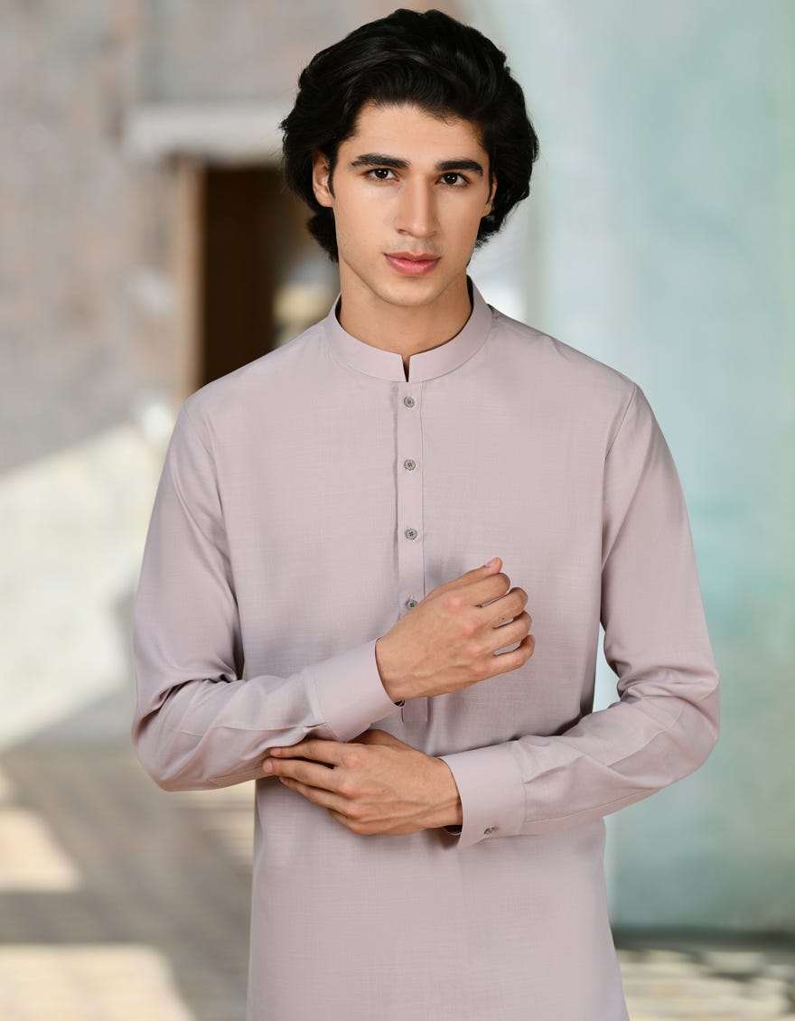 Light Mauve Polyester Unstitched Kameez Shalwar Fabric | Jjms-2716