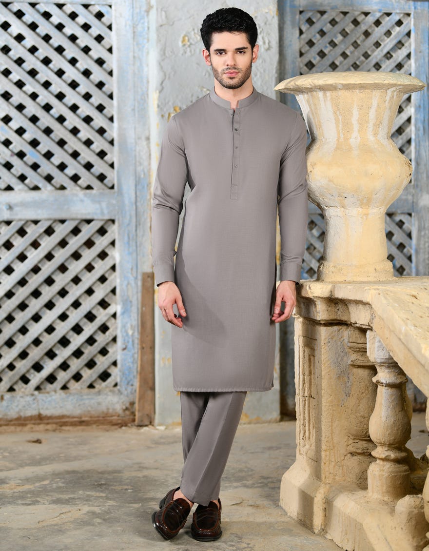GREY BLENDED UNSTITCHED KAMEEZ SHALWAR FABRIC | JJMS-2719