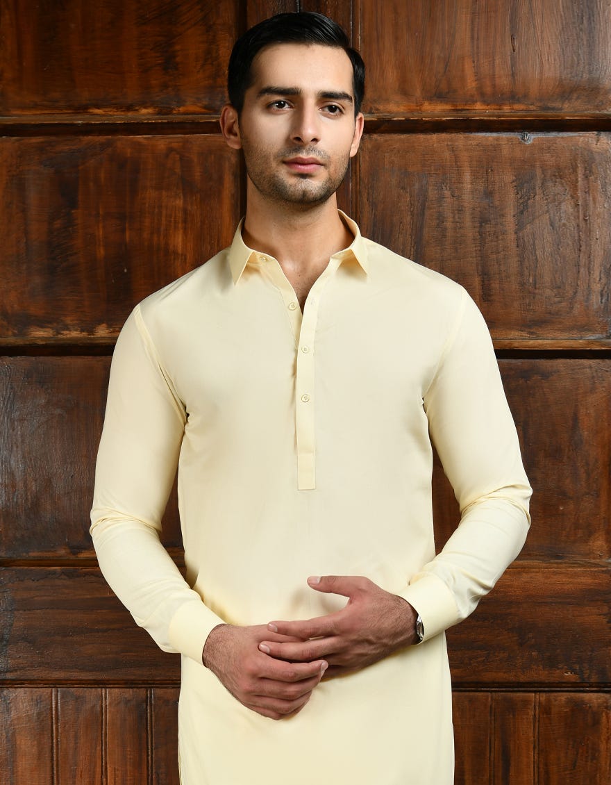 Cream Unstitched Kameez Shalwar Fabric | Jjms-2733