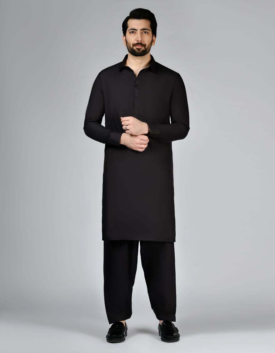 Chocolate Brown Blended Unstitched Kameez Shalwar Fabric | Jjms-2741