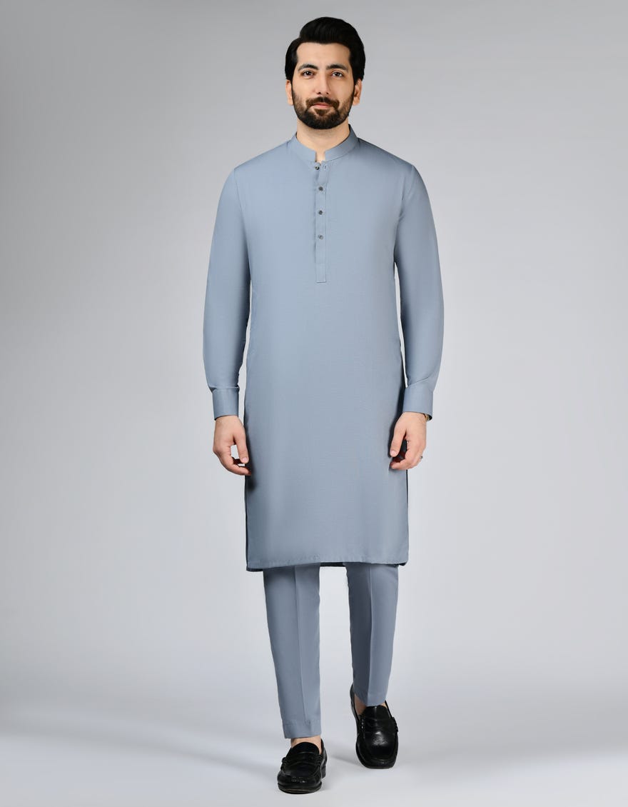 Steel Grey Blended Unstitched Kameez Shalwar Fabric | Jjms-2780