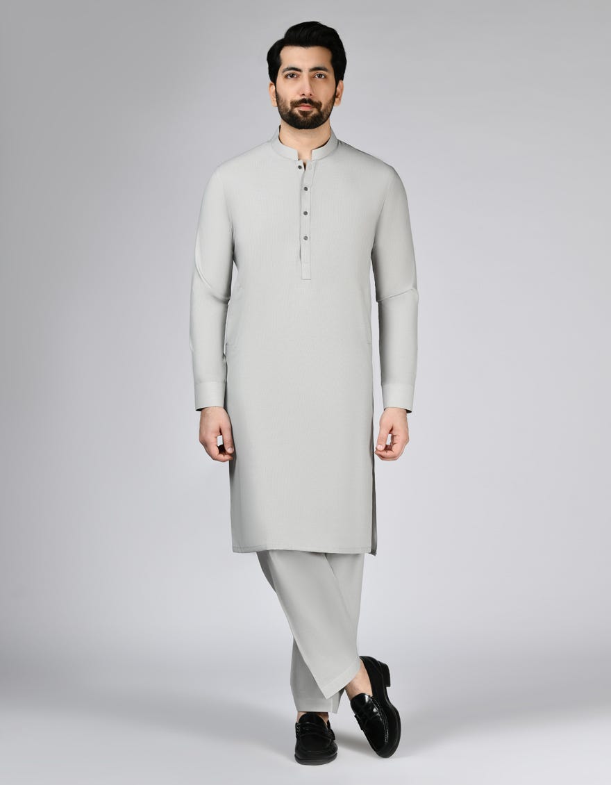 Ash Grey Blended Unstitched Kameez Shalwar Fabric | Jjms-2791