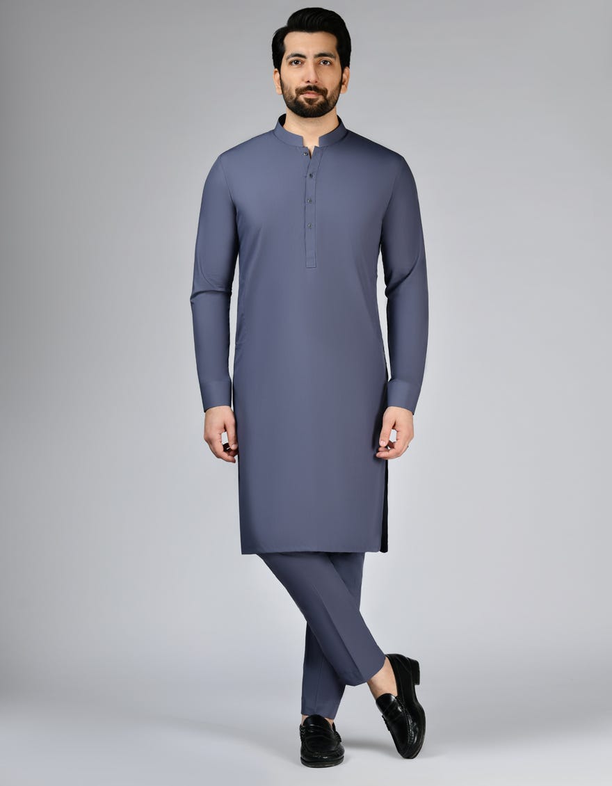 Peacock Blue Blended Unstitched Kameez Shalwar Fabric | Jjms-2794