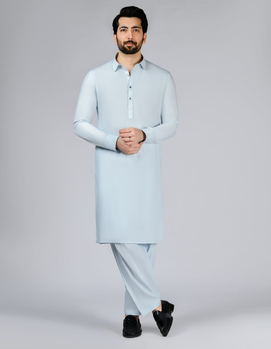 Sky Blue Blended Unstitched Kameez Shalwar Fabric | Jjms-2799