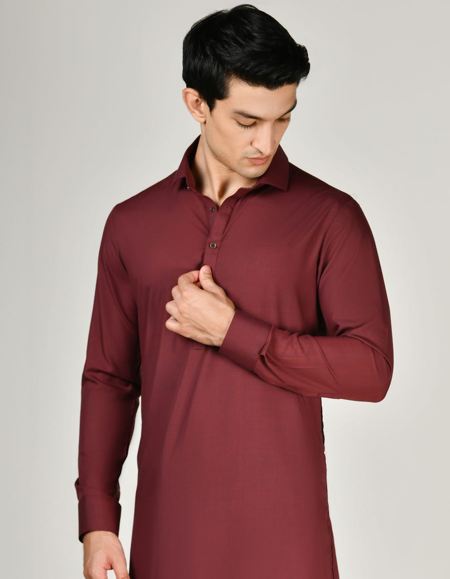 MAROON BLENDED UNSTITCHED KAMEEZ SHALWAR FABRIC | JJMS-2826