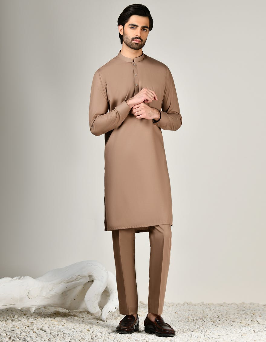 BROWN BLENDED UNSTITCHED KAMEEZ SHALWAR FABRIC | JJMS-2831