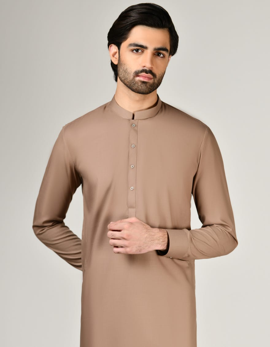 BROWN BLENDED UNSTITCHED KAMEEZ SHALWAR FABRIC | JJMS-2831