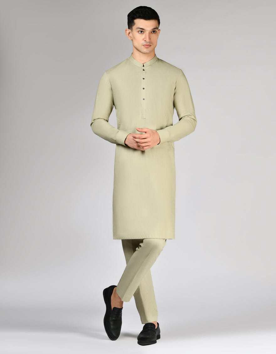 SAGE GREEN COTTON UNSTITCHED KAMEEZ SHALWAR FABRIC | JJMS-2865
