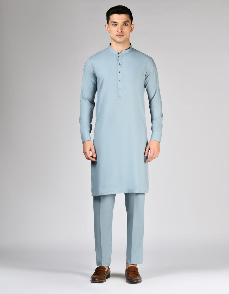 SKY BLUE BLENDED UNSTITCHED KAMEEZ SHALWAR FABRIC | JJMS-2872