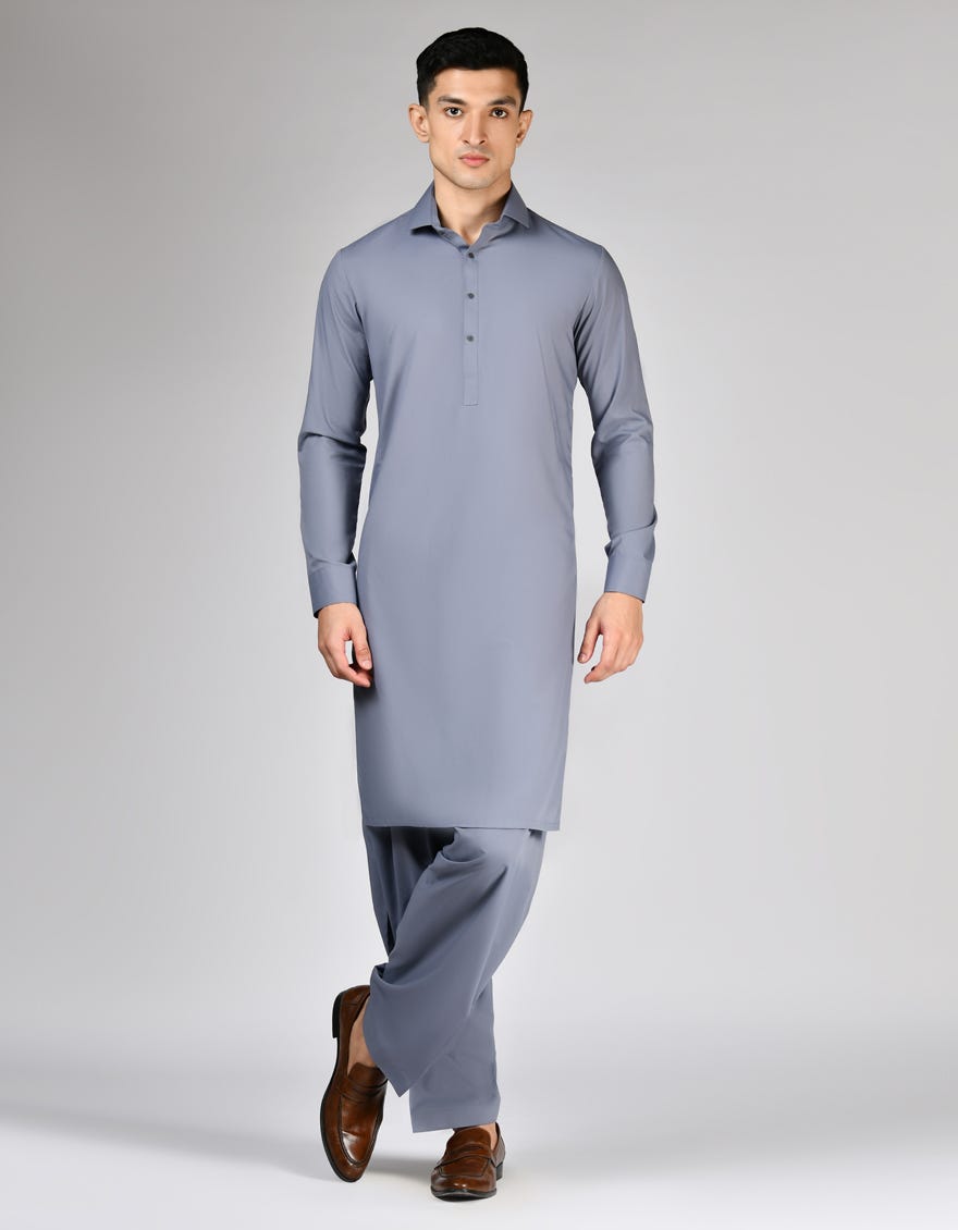 LIGHT GREY BLENDED UNSTITCHED KAMEEZ SHALWAR FABRIC